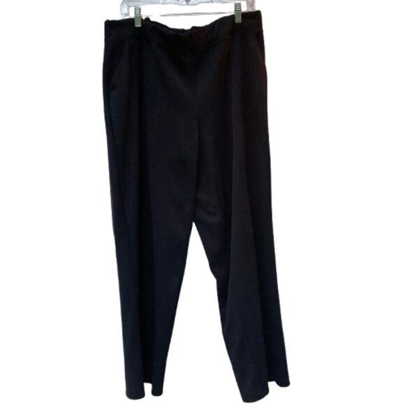 Lauren Ralph Lauren Stretch Pants Rich Black High Waist Wide Legs Pockets, sz XL - Picture 1 of 9